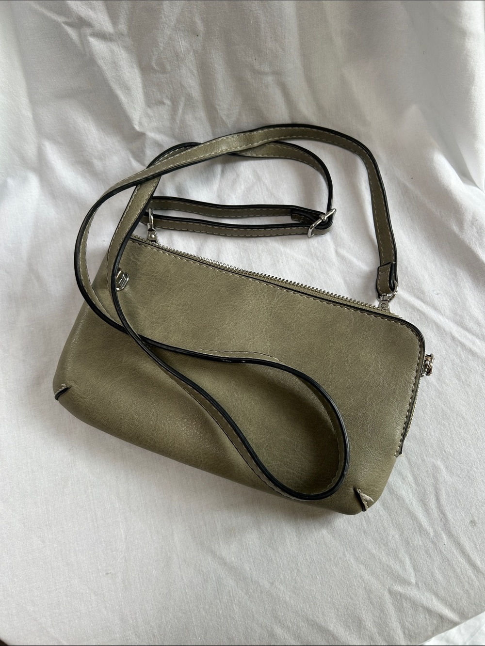 Gray Crossbody Bag with Adjustable Strap